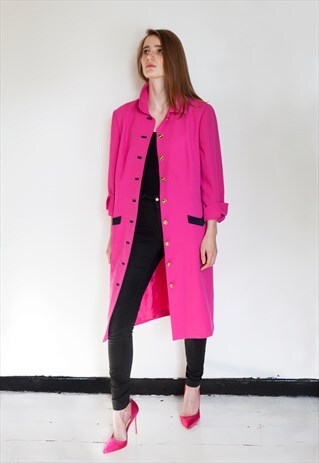 FINK DESIGNER VINTAGE 1980S HOT PINK COAT DRESS