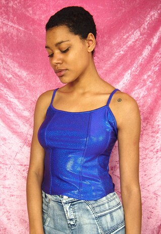 PURPLE SHINY CROP TOP
