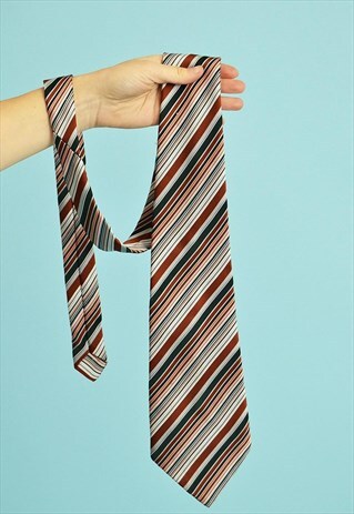 VINTAGE 70'S RETRO MOD STRIPED PATTERN PRINT TIE