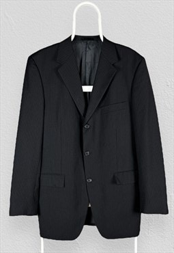 Yves Saint Laurent Pinstripe Blazer Jacket Black UK40