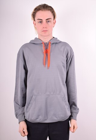 ADIDAS MENS VINTAGE HOODIE JUMPER LARGE GREY 90S