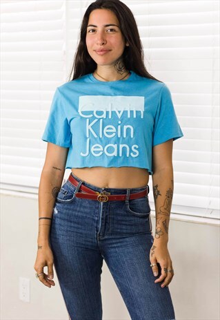 VINTAGE CK CALVIN KLEIN CROP TOP REWORKED LOGO 90S X 2.8