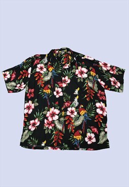 Shirt Mens XXL Multicoloured Tropical Print Short Sleeves 