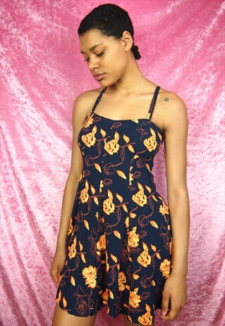 BLACK/NAVY FLORAL SUMMER DRESS