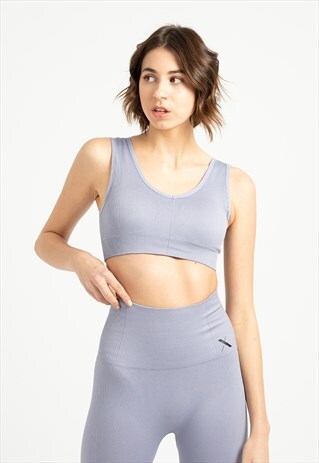 HIGH-IMPACT SPORTS BRA IN LAVENDER RIBBED FABRIC