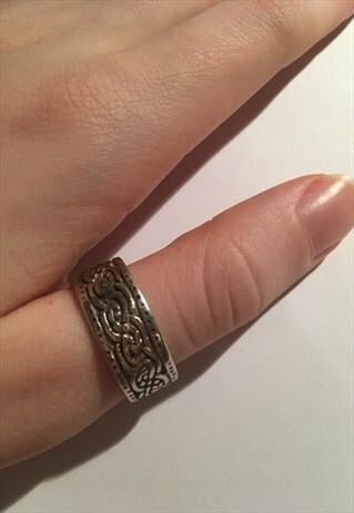 WOMENS RETRO VINTAGE RING AZTEC BOHO BAND 925 SILVER RING