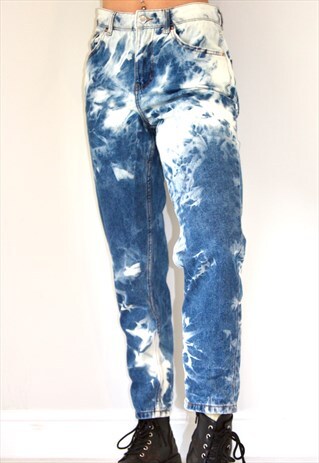 REWORKED ACID WASH Y2K BLEACHED TIE DYE MOM HIGH WAIST JEANS