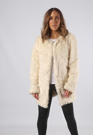 VINTAGE FAUX FUR COAT JACKET SHORT MID UK 10 - 12 (H4C)