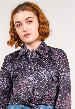 VINTAGE 70'S ABSTRACT CROPPED SHIRT