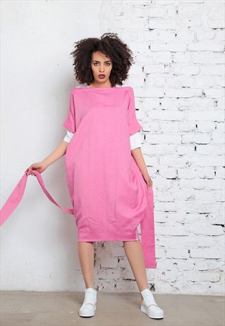 PINK DRESS, ROMANTIC DRESS, BELTED DRESS, OFF SHOULDER DRESS