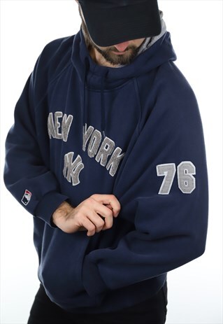 VINTAGE NEW YORK BASEBALL HOODIE BLUE