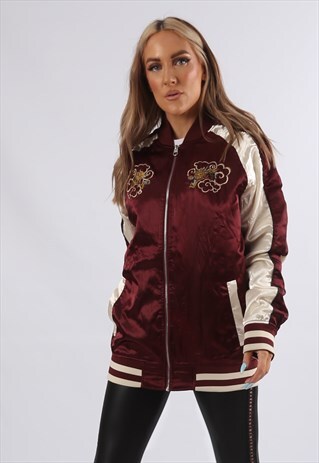 VINTAGE BOMBER JACKET OVERSIZED FITTED LONGLINE UK 12 (D83B