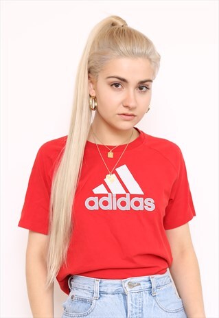 VINTAGE 90S ADIDAS RED TOP T-SHIRT