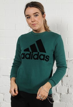 Vintage Adidas Sweatshirt in Green with Spell Out Logo