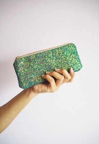 MERMAID GREEN GLITTER SUNGLASSES CASE