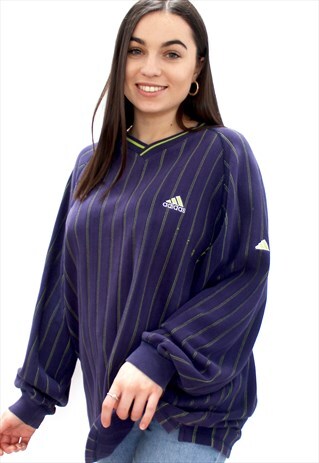 90'S RARE RETRO BLUE STRIPED SWEATSHIRT