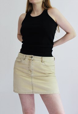 Vintage Y2K FCUK Jeans Beige Corduroy Mini Skirt