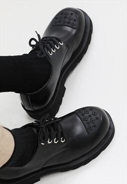 High fashion platform shoes geometric pattern punk boots