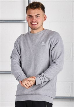 Vintage Adidas Sweatshirt in Grey Pullover Jumper Medium