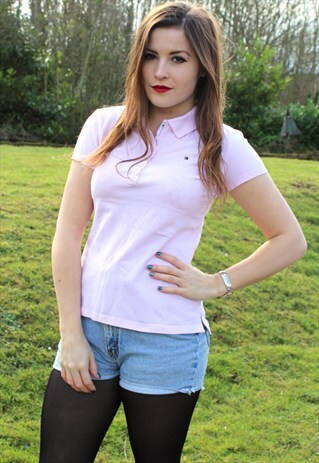 VINTAGE 90S TOMMY HILFIGER POLO SHIRT - MEDIUM - PINK