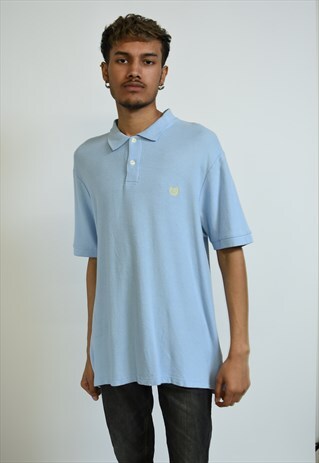 VINTAGE 90S SKY BLUE RALPH LAUREN CHAPS POLO SHIRT
