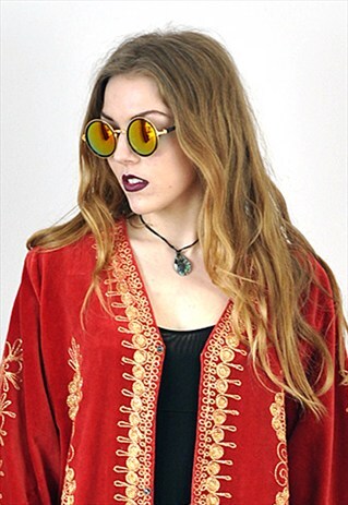 VINTAGE RETRO GOLD REFLECTIVE SUNGLASSES WITH METAL FRAMES