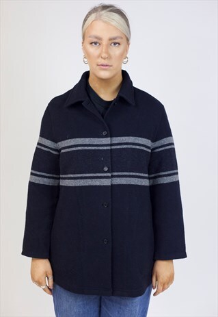 VINTAGE STRENESSE BLACK AND GREY FLEECE JACKET