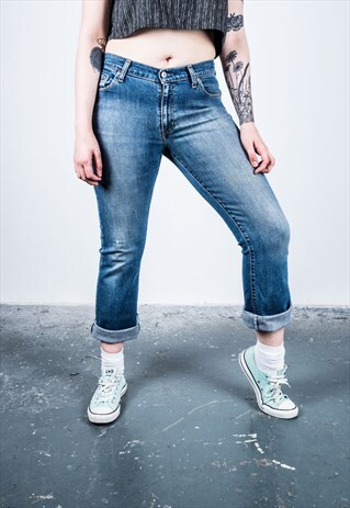 VINTAGE HIGH-WAISTED BLUE 750 LEVI'S PAINT MOM JEANS