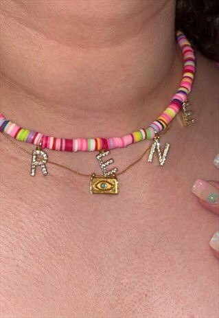 PERSONALISED COLOURFUL BEADED NAME NECKLACE
