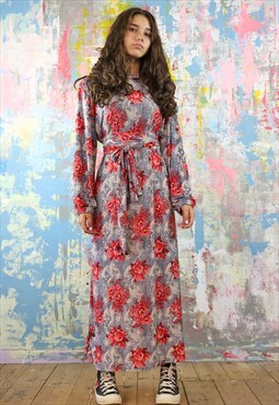 Silky Maxi Dress in Rose n Paisley Print