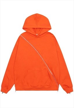 Utility hoodie extreme zipper pullover gorpcore top orange