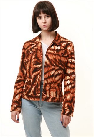 80S VINTAGE ESCADA ANIMAL PRINT CROPPED JACKET 952