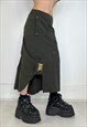 VINTAGE Y2K MIDI SKIRT CARGO KHAKI UTILITY GRUNGE 90S BOHO