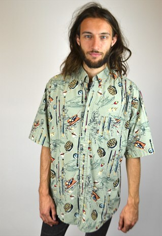 VINTAGE 90'S FISHING THEMED SHIRT