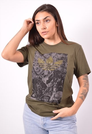 VINTAGE ADIDAS T-SHIRT TOP KHAKI