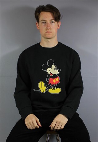 VINTAGE WALT DISNEY WORLD MICKEY MOUSE SWEATSHIRT IN BLACK W
