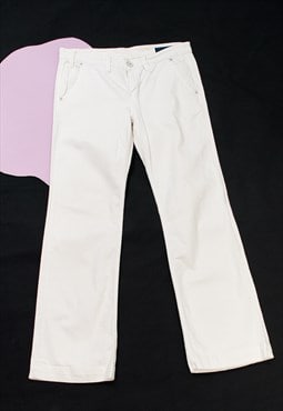 Vintage Flare Jeans Y2K Rave Denim Pants in White