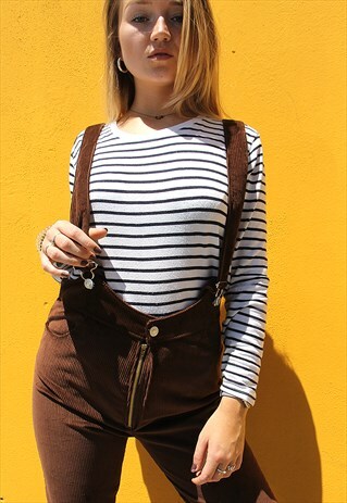 BROWN CORDUROY HIGH WAISTED DUNGAREES