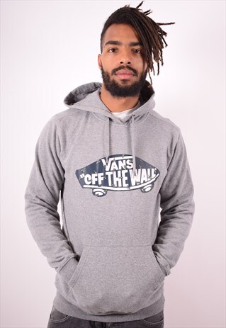 VANS MENS VINTAGE HOODIE SWEATER SMALL GREY 90S