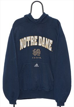 Vintage Adidas Notre Dame Spellout Navy Hoodie Mens