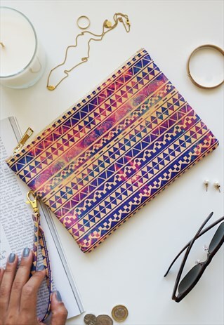 AZTEC PRINT FESTIVAL POUCH / MAKE UP / ACCESSORY /CLUTCH BAG