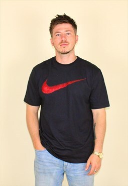 Vintage 90s Nike Tick Graphic T-shirt in Black