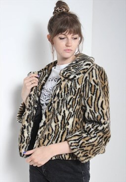Vintage Faux Fur Leopard Print Jacket Multi