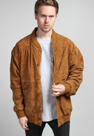 VINTAGE OVERSIZED SUEDE BOMBER JACKET