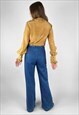 VINTAGE 80'S RUFFLE BLOUSE LONG SLEEVE YELLOW PUSSY BOW