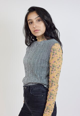 VINTAGE 90S STYLE SILVER SPARKLE TOP
