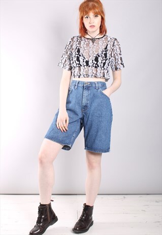 VINTAGE 90S WRANGLER HIGH WAISTED BLUE DENIM SHORTS