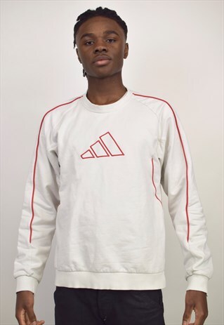 VINTAGE 90S ADIDAS WHITE/RED SWEATSHIRT