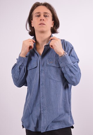 VINTAGE MISSONI SPORT SHIRT BLUE
