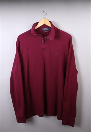 VINTAGE MENS RALPH LAUREN MAROON QUARTER ZIP JUMPER
